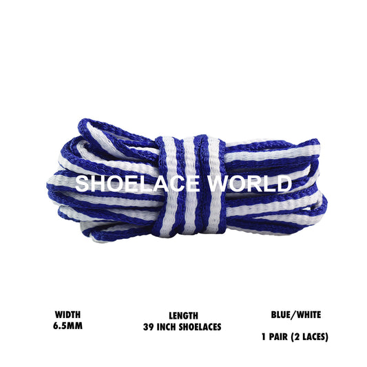 Blue / White 39 Inches Multicolor Oval Shoelaces 6.5mm Colorful Laces Ships Out From The USA Next Day