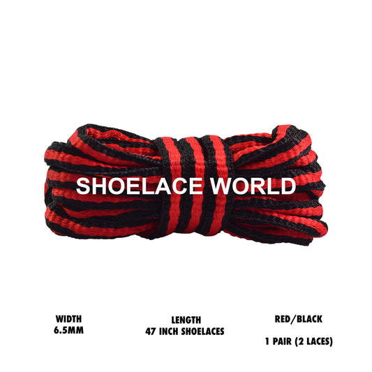 Red / Black 47 Inches Multicolor Oval Shoelaces 6.5mm Colorful Laces Ships Out From The USA Next Day