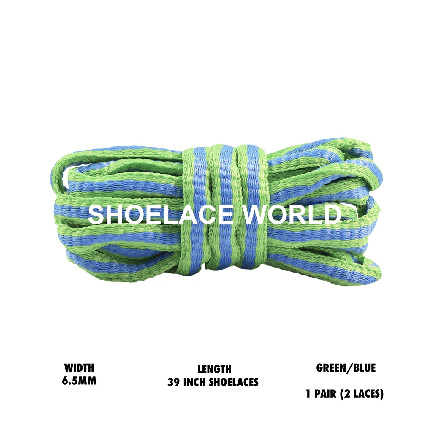 Green / Blue 39 Inches Multicolor Oval Shoelaces 6.5mm Colorful Laces Ships Out From The USA Next Day