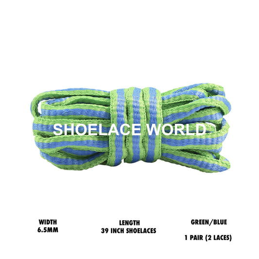 Green / Blue 39 Inches Multicolor Oval Shoelaces 6.5mm Colorful Laces Ships Out From The USA Next Day