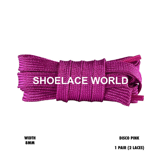 Disco Pink Luxury Glitter Flat Shoelaces 8mm Colorful Pattern Laces Ships Out From The USA Next Day