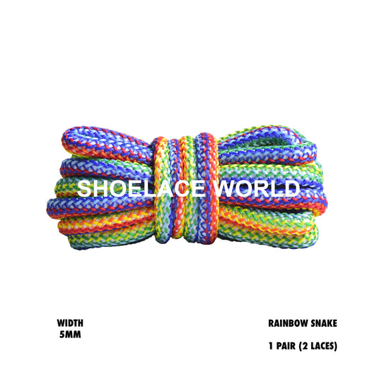 Rainbow Snake Knitted Multicolor Rope Shoelaces 5mm Colorful Pattern Laces Ships Out From The USA Next Day