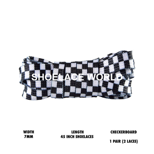 Checkerboard Print 45 Inches Flat Shoelaces 7mm Colorful Printed Laces Ships Out From The USA Next Day