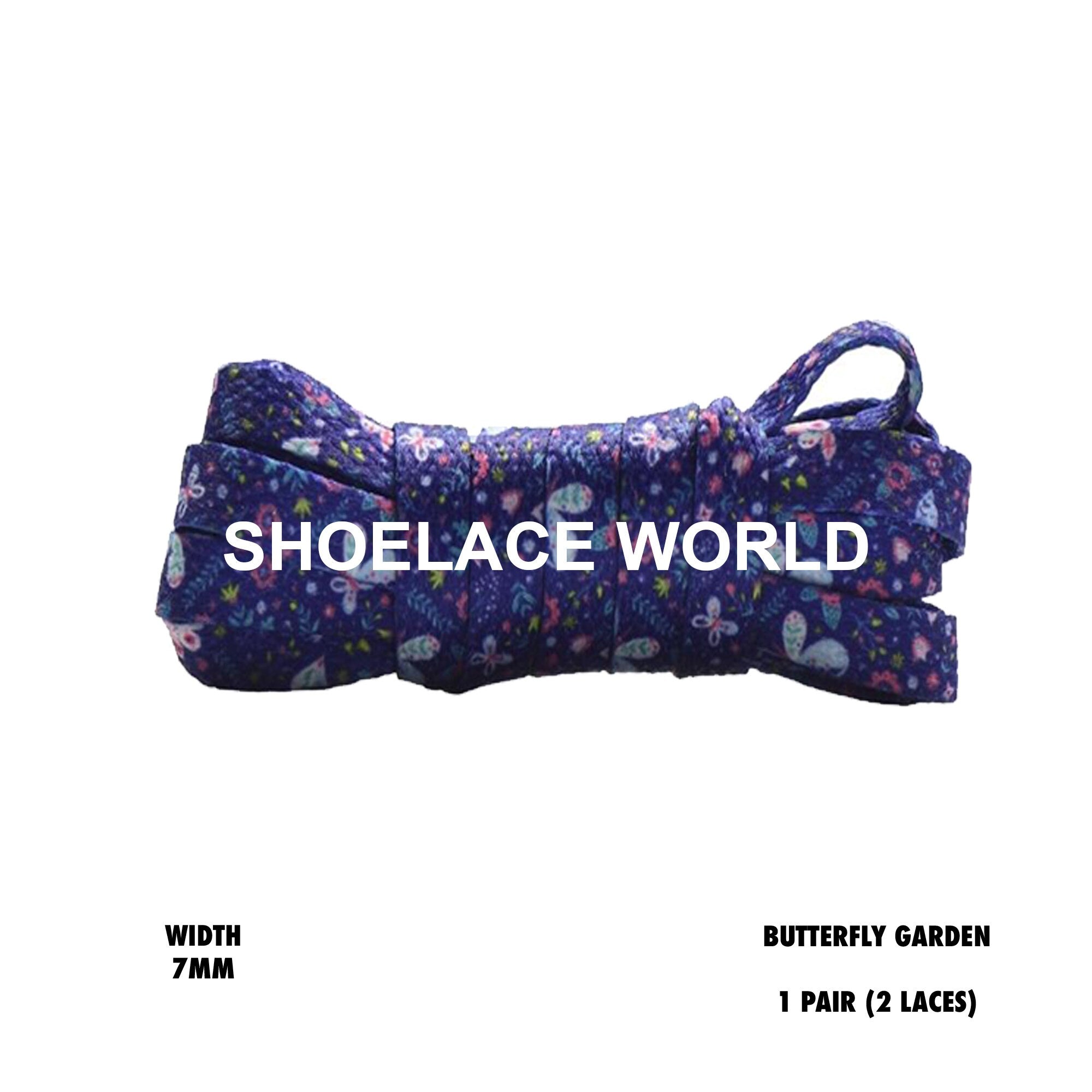 Butterfly Garden Print Flat Shoelaces