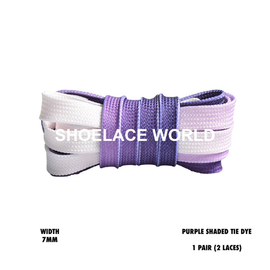 Purple Shaded Tie Dye Faded Flat Shoelaces 7mm Colorful Fun Laces Ships Out From The USA Next Day