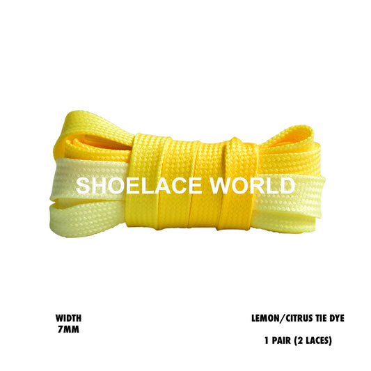 Lemon / Citrus Tie Dye Faded Flat Shoelaces 7mm Colorful Fun Laces Ships Out From The USA Next Day