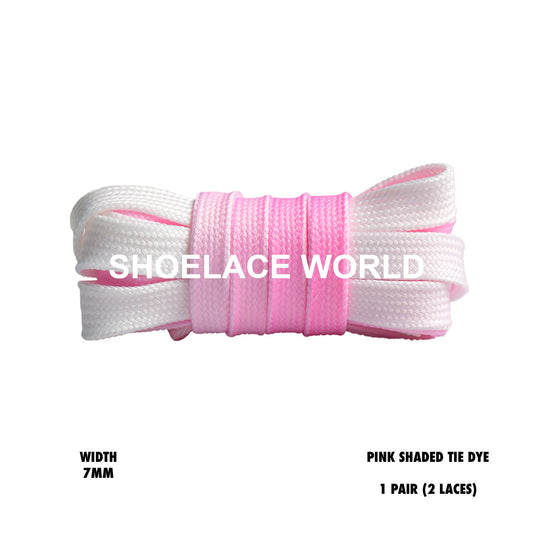 Pink Shaded Tie Dye Faded Flat Shoelaces 7mm Colorful Fun Laces Ships Out From The USA Next Day