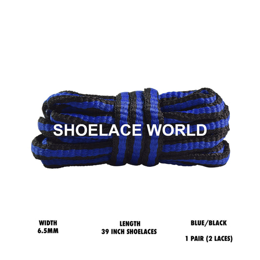 Blue / Black 39 Inches Multicolor Oval Shoelaces 6.5mm Colorful Laces Ships Out From The USA Next Day
