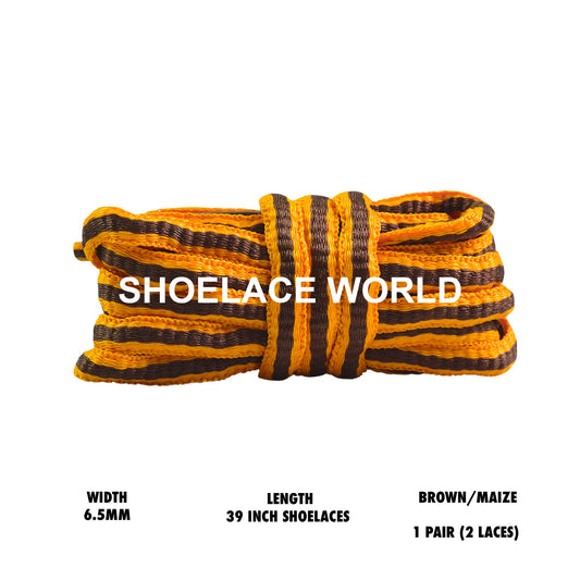 Brown / Maize 39 Inches Multicolor Oval Shoelaces 6.5mm Colorful Laces Ships Out From The USA Next Day