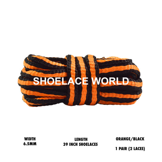 Orange / Black 39 Inches Multicolor Oval Shoelaces 6.5mm Colorful Laces Ships Out From The USA Next Day