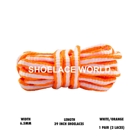 White / Orange 39 Inches Multicolor Oval Shoelaces 6.5mm Colorful Laces Ships Out From The USA Next Day