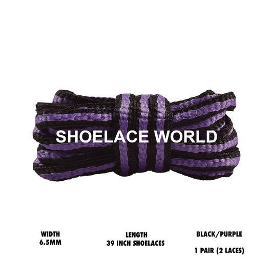 Purple / Black 39 Inches Multicolor Oval Shoelaces 6.5mm Colorful Laces Ships Out From The USA Next Day