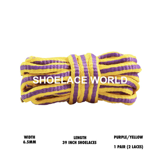 Purple / Yellow 39 Inches Multicolor Oval Shoelaces 6.5mm Colorful Laces Ships Out From The USA Next Day