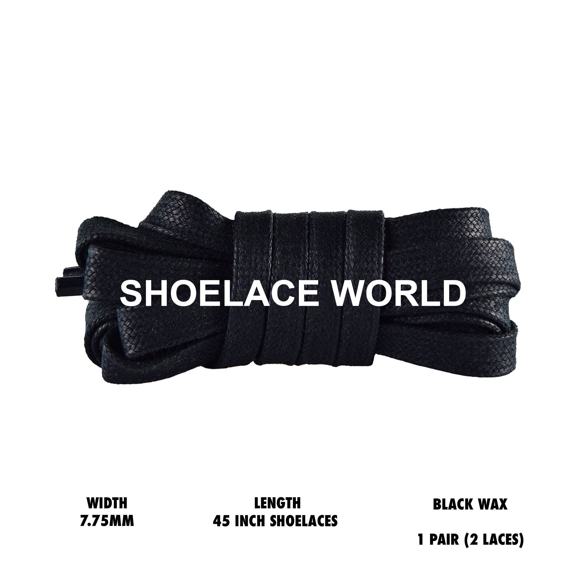 Black Lightly Waxed 45 Inches Flat Shoelaces