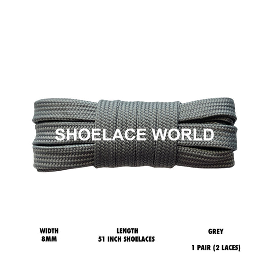 Grey 51 Inches Double Layer Flat Hollow Shoelaces 8mm Colorful Laces Ships Out From The USA Next Day