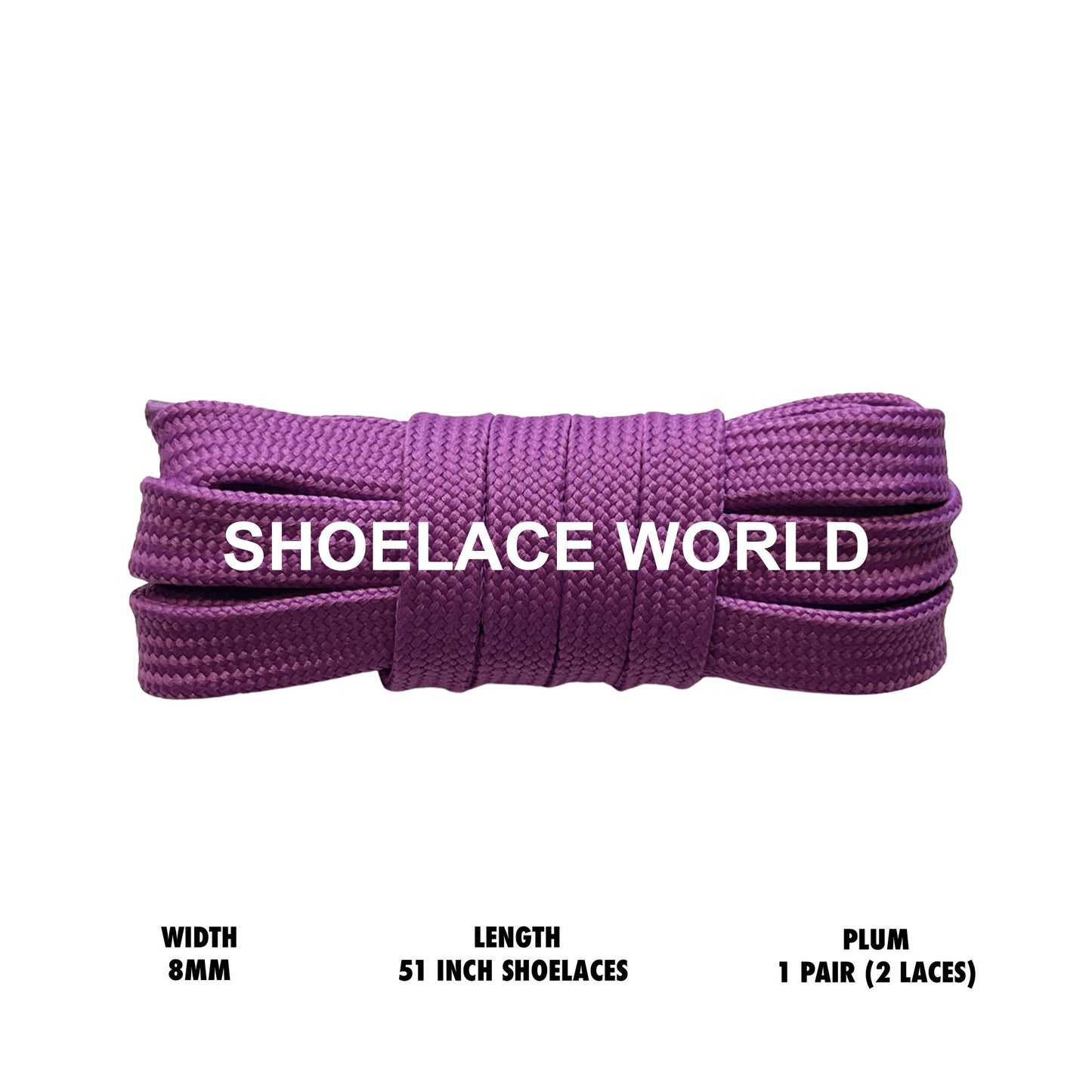 Plum 51 Inches Double Layer Flat Hollow Shoelaces 8mm Colorful Laces Ships Out From The USA Next Day
