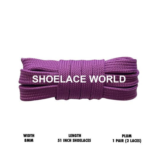 Plum 51 Inches Double Layer Flat Hollow Shoelaces 8mm Colorful Laces Ships Out From The USA Next Day