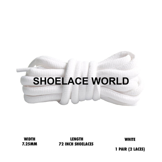 White Premium Solid 72 Inches Oval Shoelaces 7.25mm Foamposite Replacement Laces Ships Out From The USA Next Day