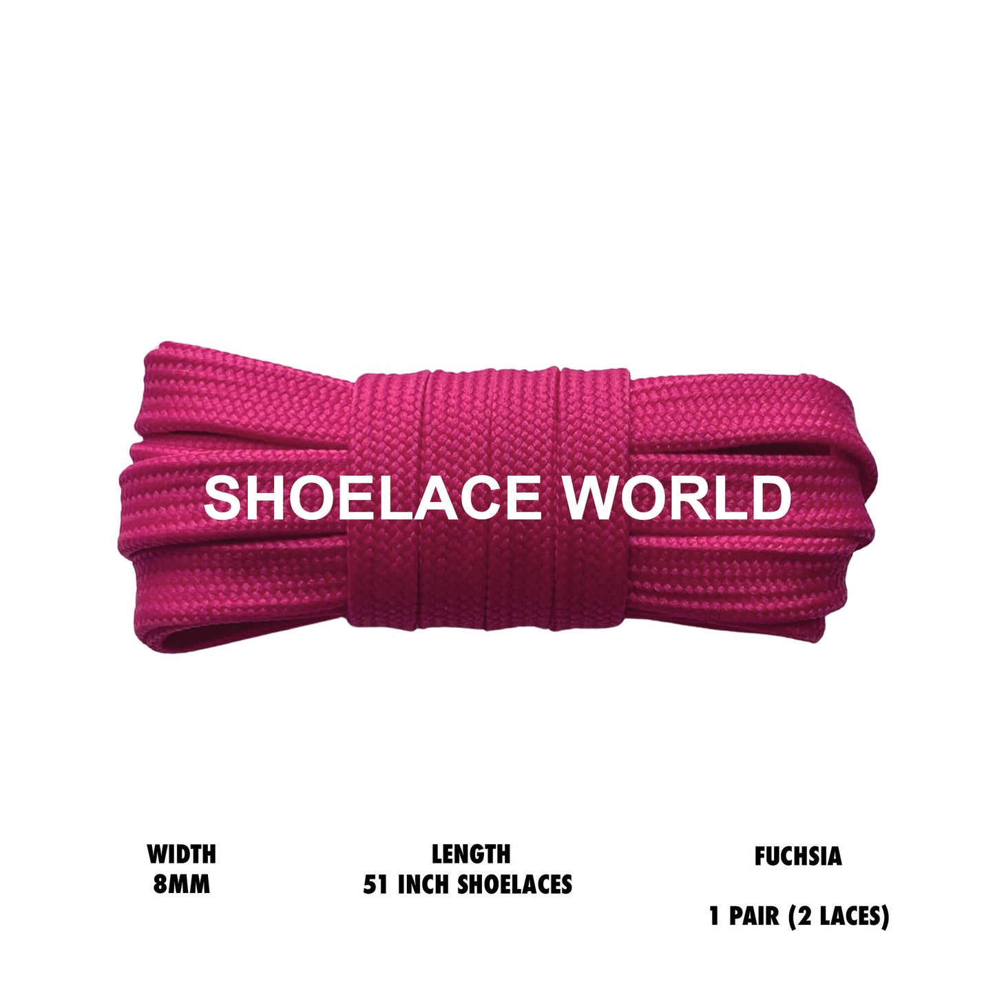 Fuchsia 51 Inches Double Layer Flat Hollow Shoelaces 8mm Colorful Laces Ships Out From The USA Next Day