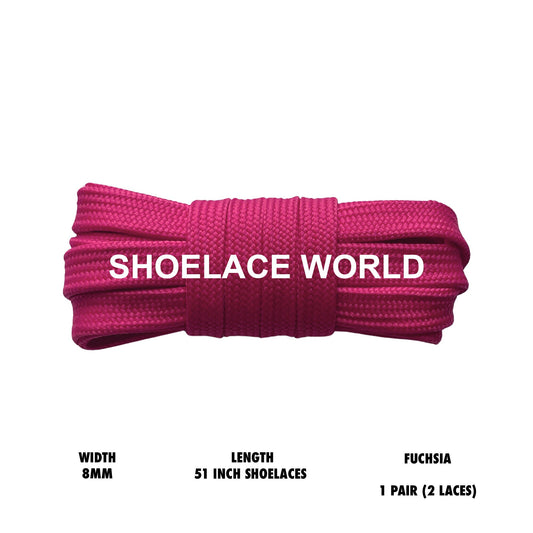 Fuchsia 51 Inches Double Layer Flat Hollow Shoelaces 8mm Colorful Laces Ships Out From The USA Next Day