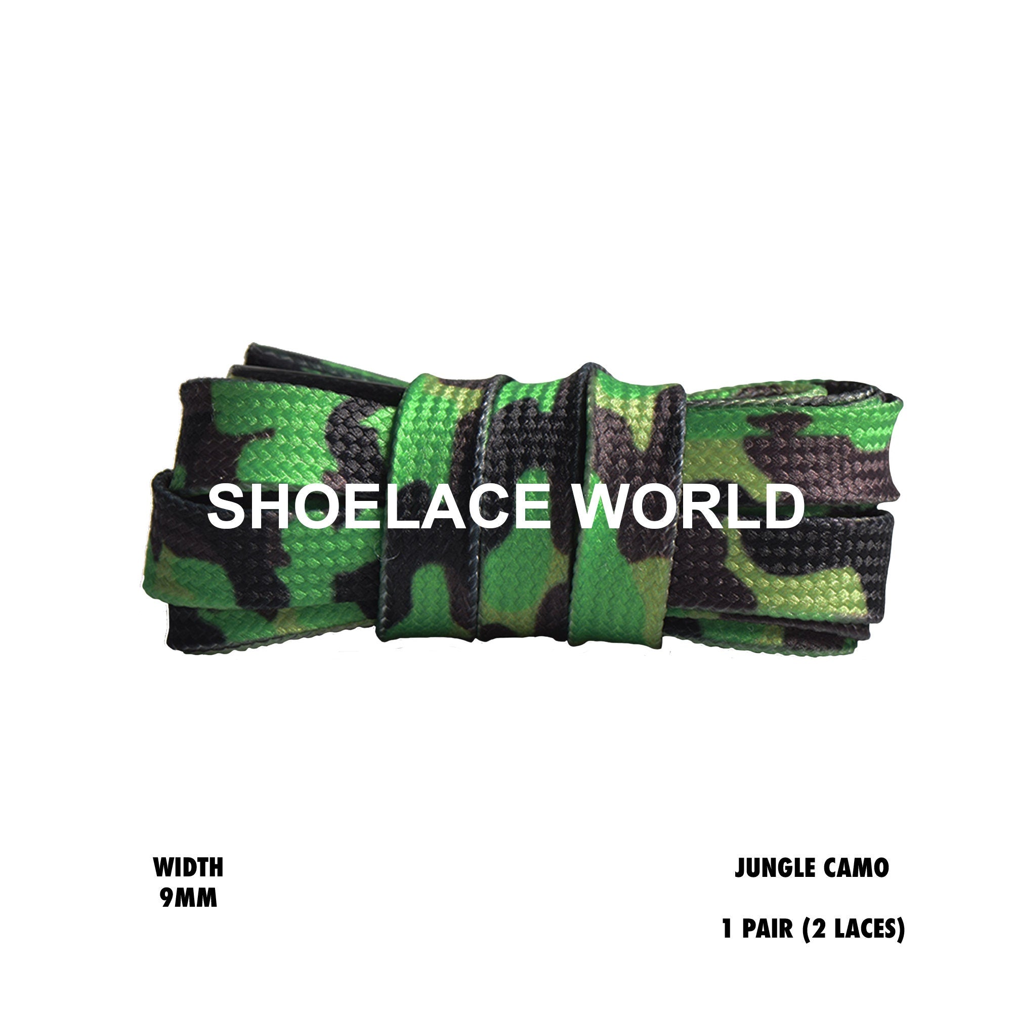 Jungle Camouflage Flat Shoelaces 9mm Colorful Camo Pattern Laces