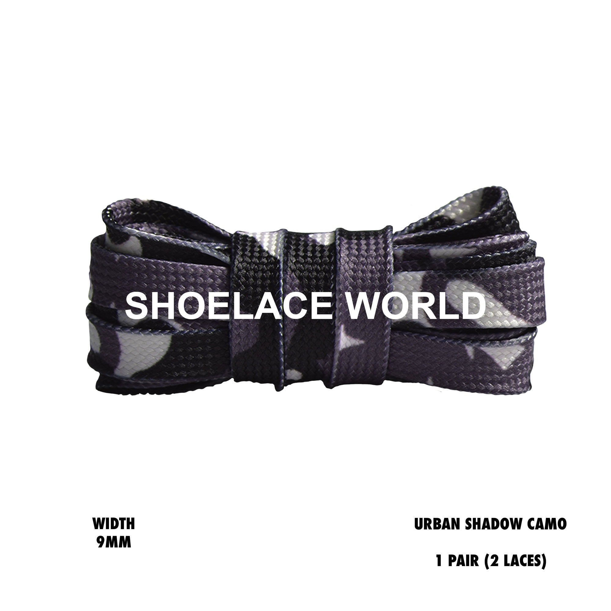 Urban Shadow Camouflage Flat Shoelaces 9mm Colorful Camo Pattern Laces