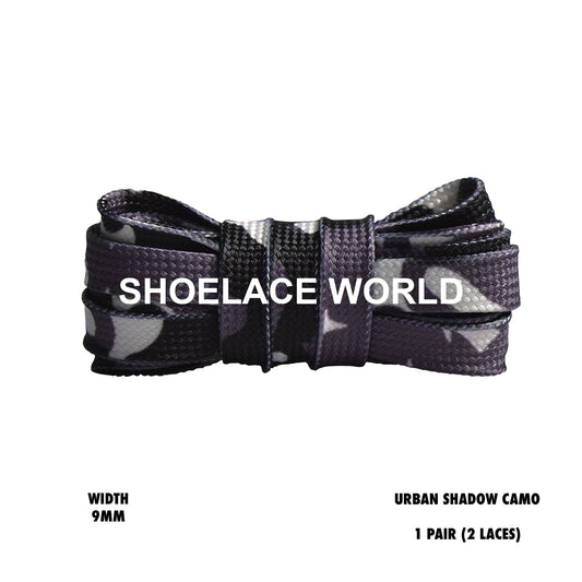 Urban Shadow Camouflage Flat Shoelaces 9mm Colorful Camo Pattern Laces Ships Out From The USA Next Day
