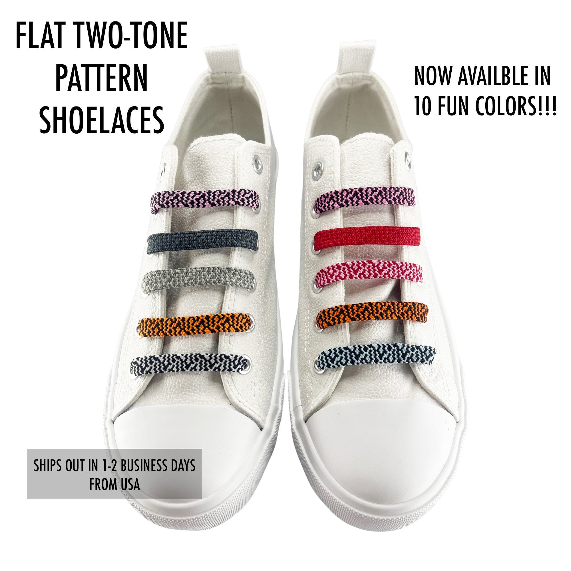 Funky Flat Two Tone Multicolor Shoelaces