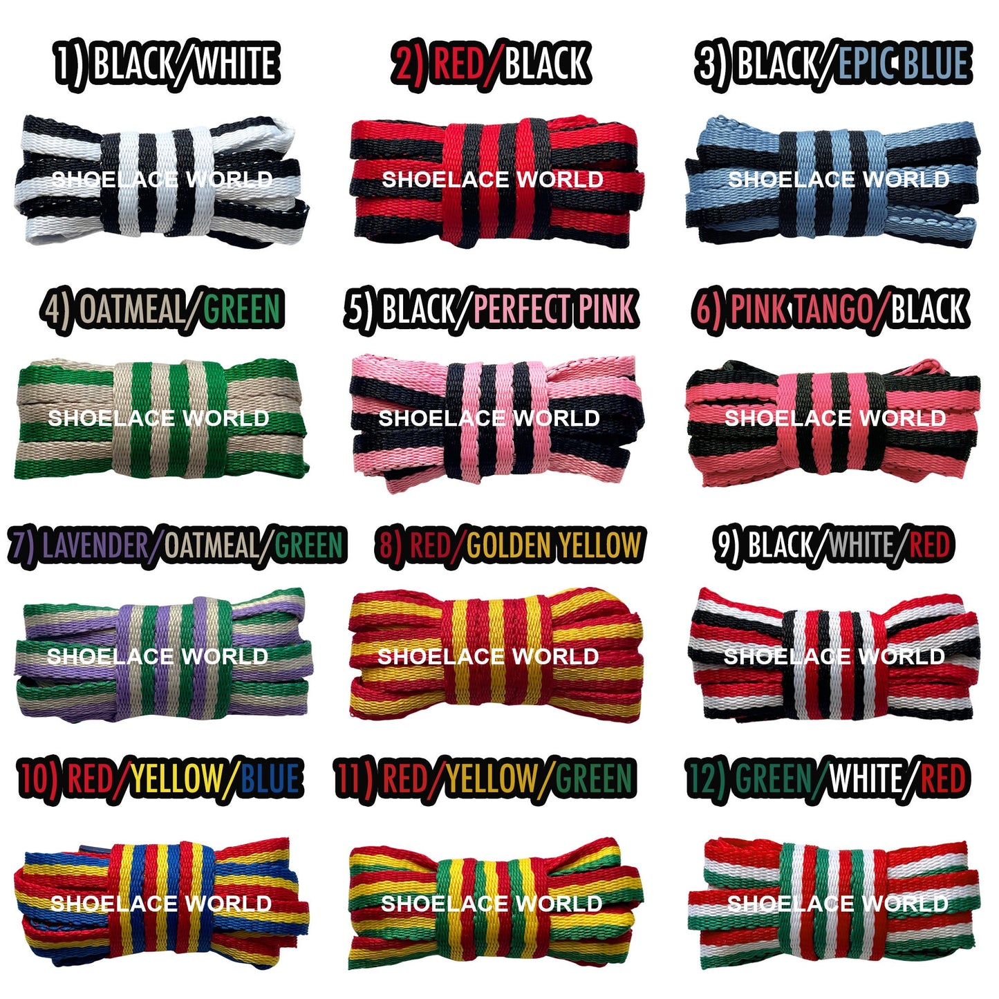Multicolor Flat 45 Inches Shoelaces 10mm Colorful Pattern Laces Ships Out From The USA Next Day