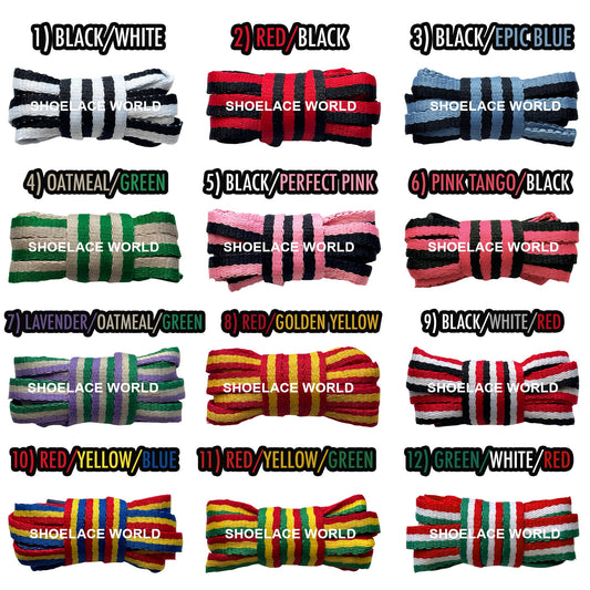 Multicolor Flat 45 Inches Shoelaces 10mm Colorful Pattern Laces Ships Out From The USA Next Day