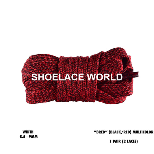 Bred Multicolor Flat Shoelaces 8.5 - 9mm Colorful Pattern Laces Ships Out From The USA Next Day