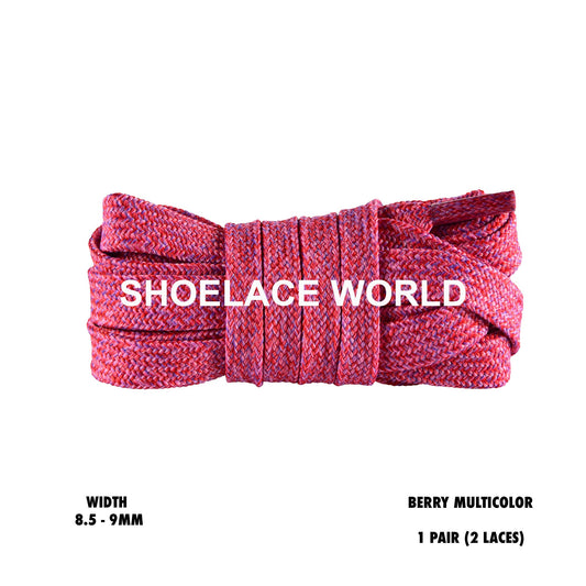 Berry Multicolor Flat Shoelaces 8.5 - 9mm Colorful Pattern Laces Ships Out From The USA Next Day