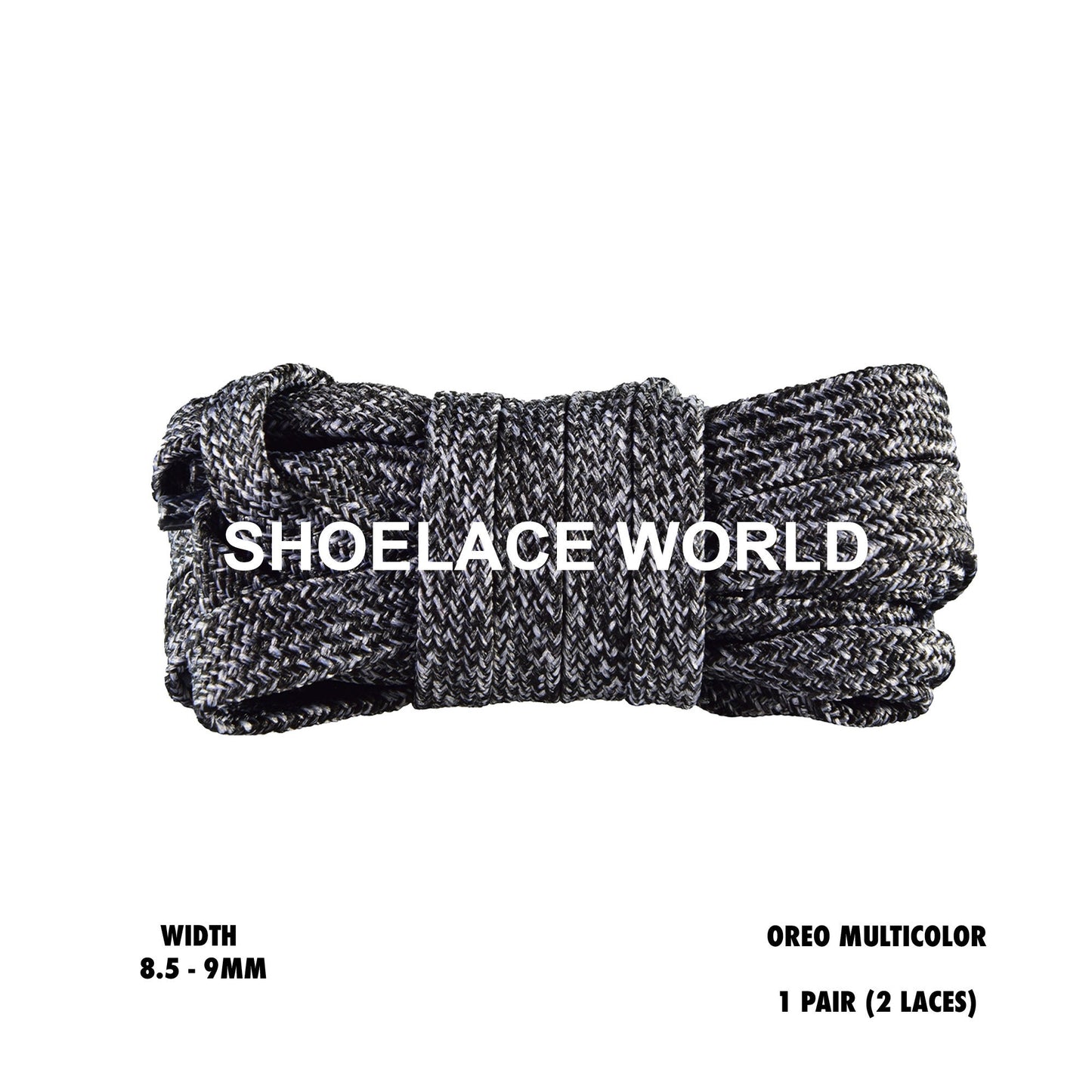 Oreo Multicolor Flat Shoelaces 8.5 - 9mm Colorful Pattern Laces Ships Out From The USA Next Day