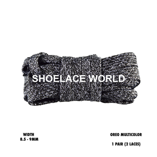 Oreo Multicolor Flat Shoelaces 8.5 - 9mm Colorful Pattern Laces Ships Out From The USA Next Day
