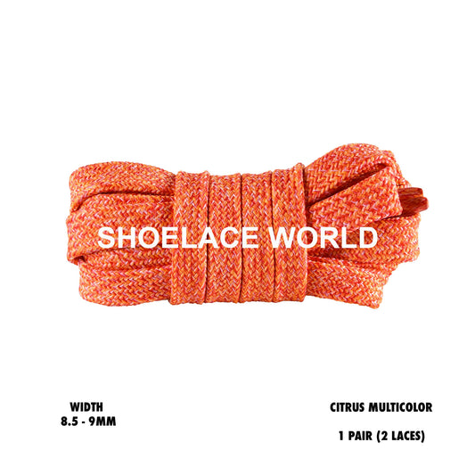 Citrus Multicolor Flat Shoelaces 8.5 - 9mm Colorful Pattern Laces Ships Out From The USA Next Day