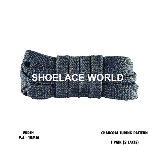Charcoal Turing Pattern Two Tone Flat Shoelaces 9.5 - 10mm Colorful Pattern Laces Ships Out From The USA Next Day