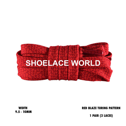Red Blaze Turing Pattern Two Tone Flat Shoelaces 9.5 - 10mm Colorful Pattern Laces Ships Out From The USA Next Day