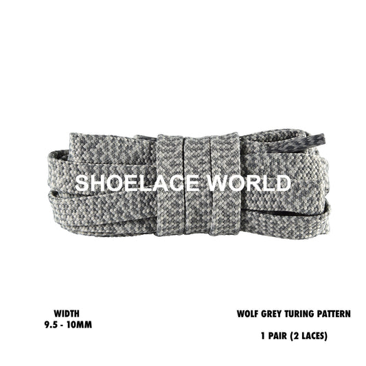 Wolf Grey Turing Pattern Two Tone Flat Shoelaces 9.5 - 10mm Colorful Pattern Laces Ships Out From The USA Next Day