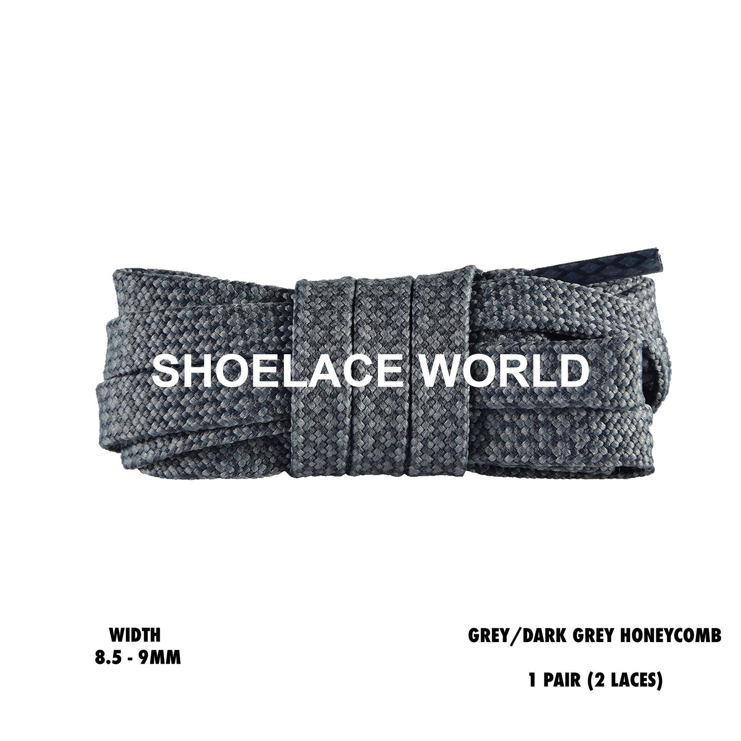 Grey / Dark Grey Honeycomb Two Tone Flat Shoelaces 8.5 - 9mm Colorful Pattern Laces Ships Out From The USA Next Day