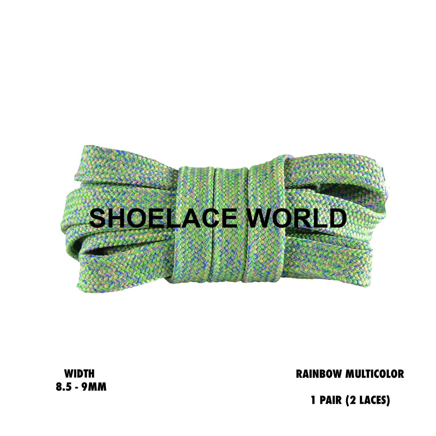 Rainbow Multicolor Flat Shoelaces 8.5 - 9mm Colorful Pattern Laces Ships Out From The USA Next Day