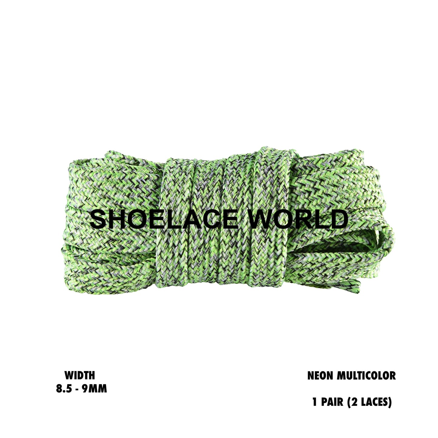 Neon Multicolor Flat Shoelaces 8.5 - 9mm Colorful Pattern Laces Ships Out From The USA Next Day