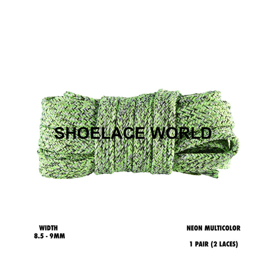 Neon Multicolor Flat Shoelaces 8.5 - 9mm Colorful Pattern Laces Ships Out From The USA Next Day