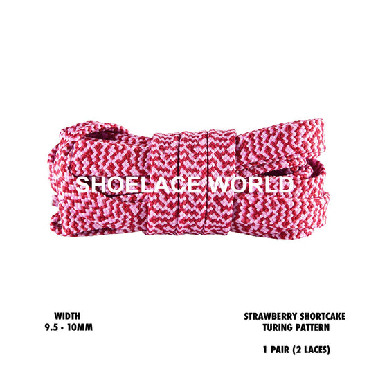Strawberry Shortcake Turing Pattern Two Tone Flat Shoelaces 9.5 - 10mm Colorful Pattern Laces Ships Out From The USA Next Day