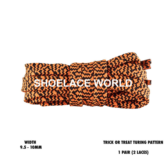Trick Or Treat Turing Pattern Two Tone Flat Shoelaces 9.5 - 10mm Colorful Pattern Laces Ships Out From The USA Next Day