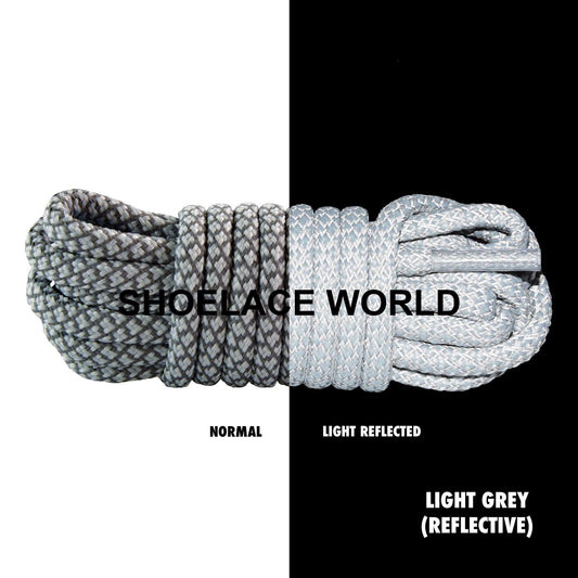 Light Grey Classic Rope Reflective Shoelaces 5mm Safety Laces Running Casual Ships Out From The USA Next Day