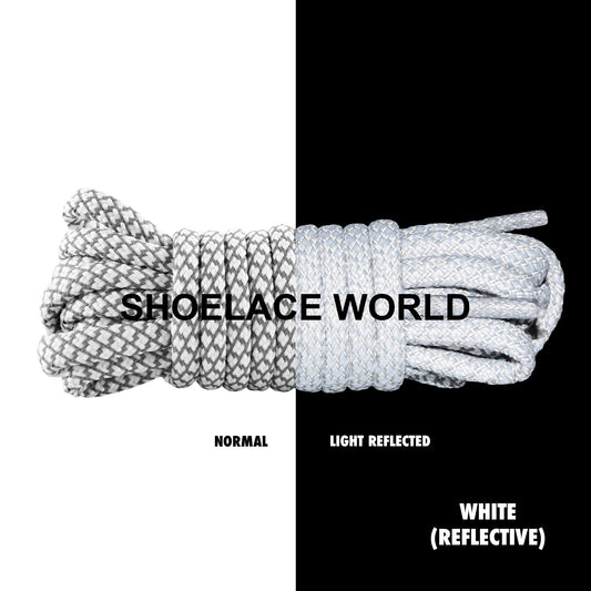 White Classic Rope Reflective Shoelaces 5mm Safety Laces Running Casual Ships Out From The USA Next Day