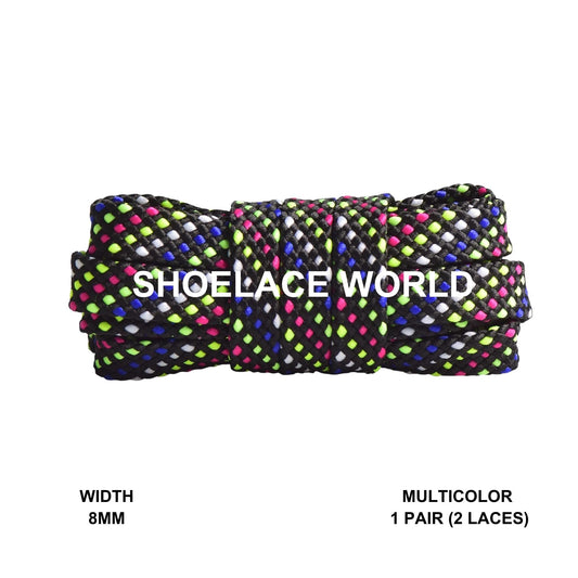 Multicolor Pattern Flat Shoelaces 8mm Colorful Pattern Laces Ships Out From The USA Next Day