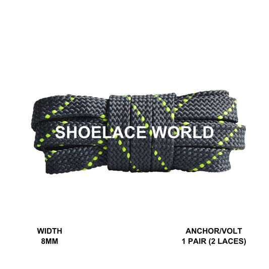 Anchor / Volt Pattern Flat Shoelaces 8mm Colorful Pattern Laces Ships Out From The USA Next Day