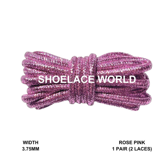 Rose Pink Glitter Rope Shoelaces 3.75mm Colorful Pattern Laces Ships Out From The USA Next Day