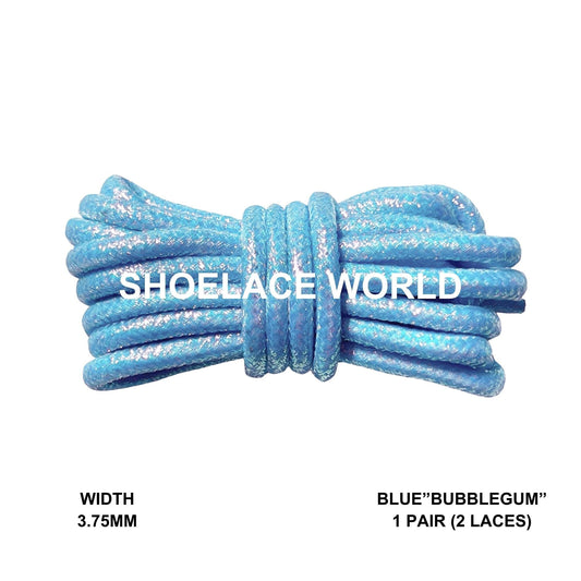 Blue Bubblegum Glitter Rope Shoelaces 3.75mm Colorful Pattern Laces Ships Out From The USA Next Day